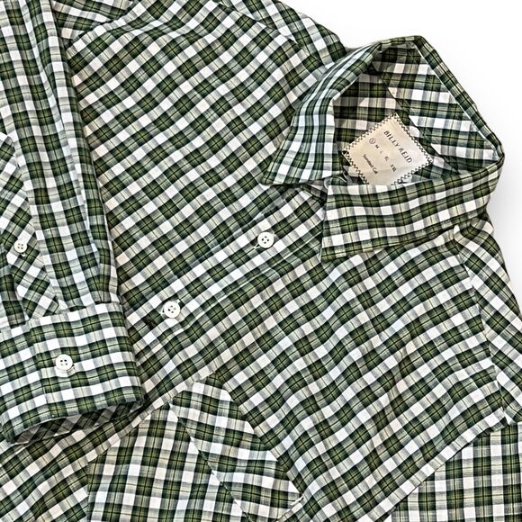 Billy Reid Standard Cut Green Plaid Long Sleeve Button Down Shirt Size S Cotton - Picture 1 of 8